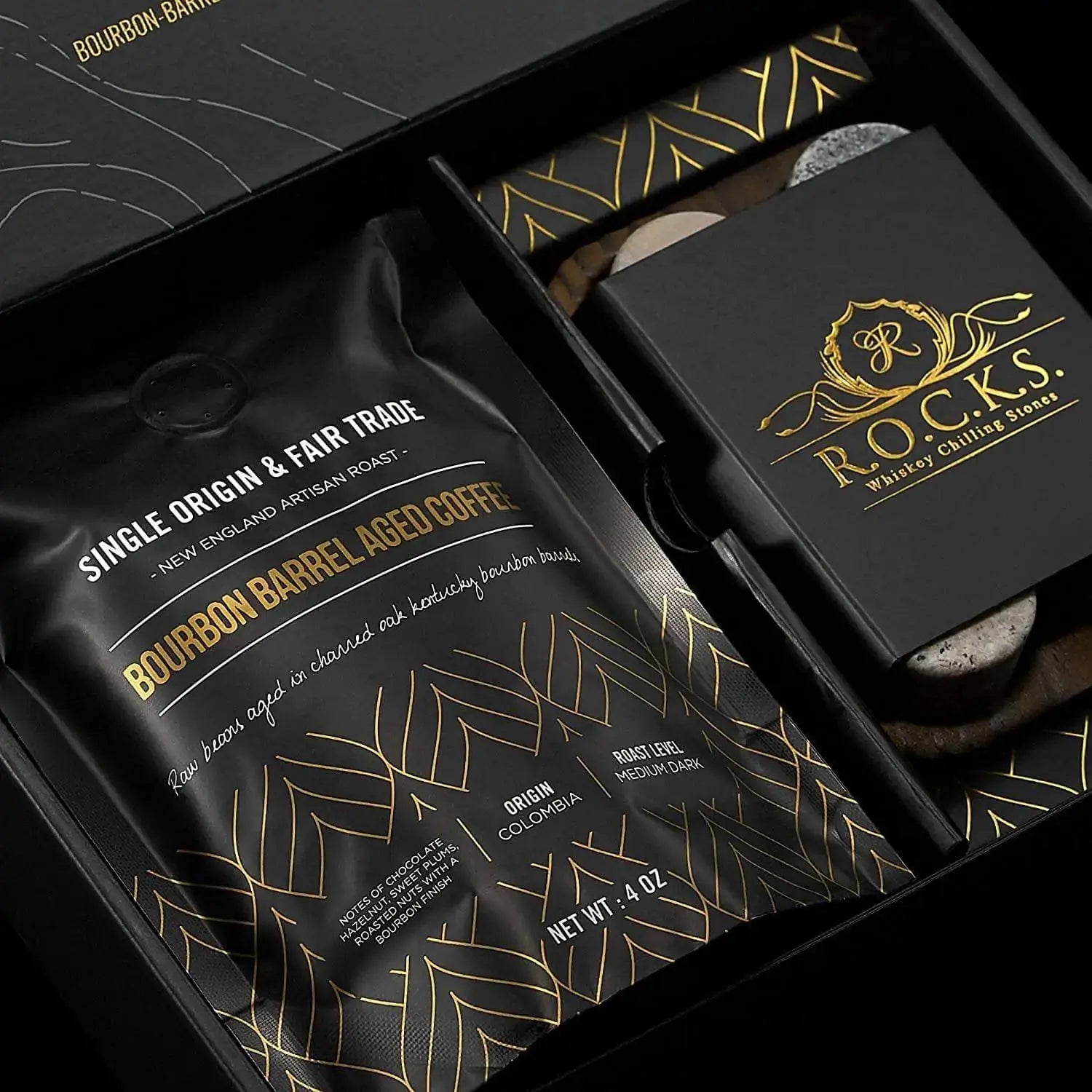 The Gourmet Gift Set - Whiskey Stones & Bourbon Barrel Aged Coffee EZE®