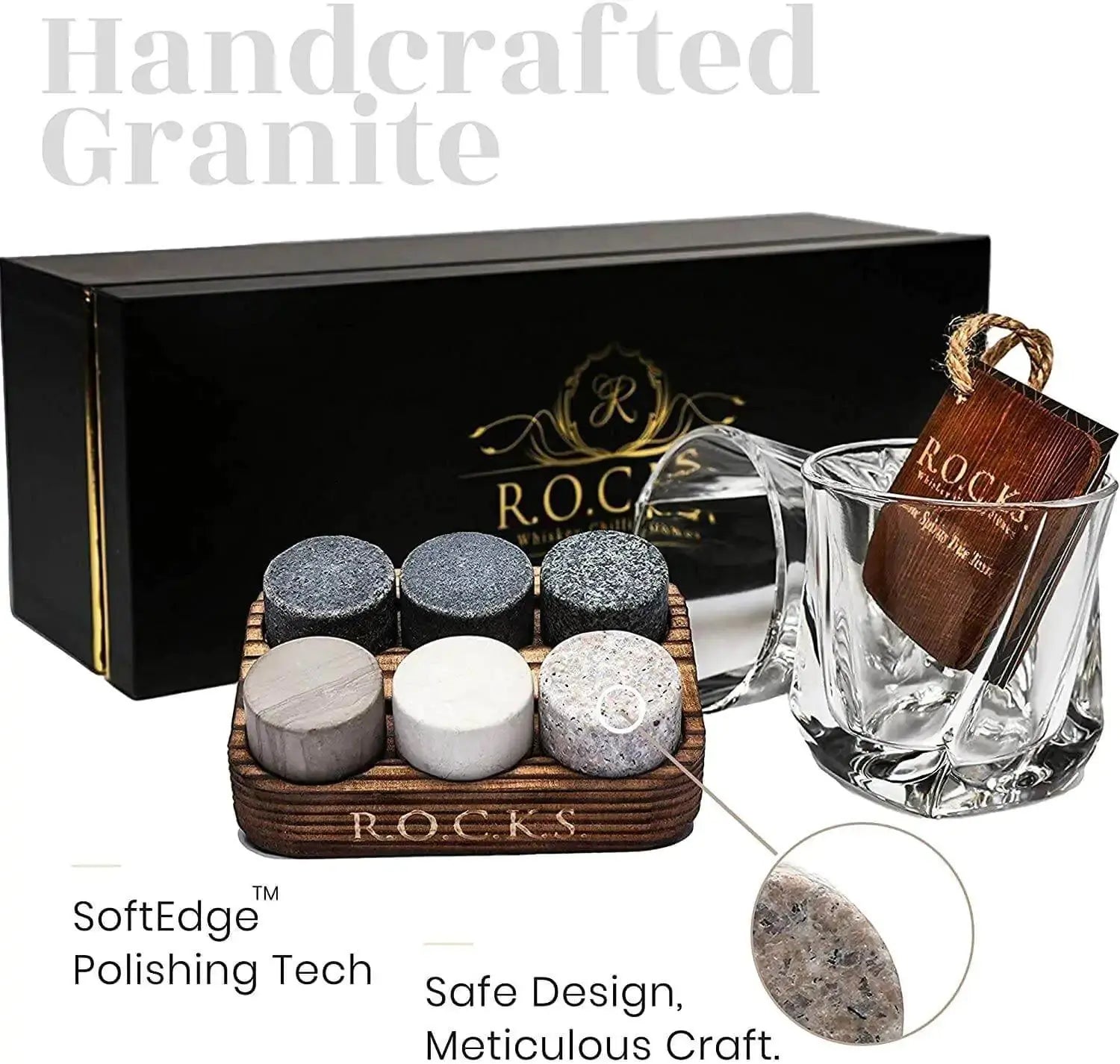 The Connoisseur's Set - Whiskey Stones & Twist Glass Edition EZE®
