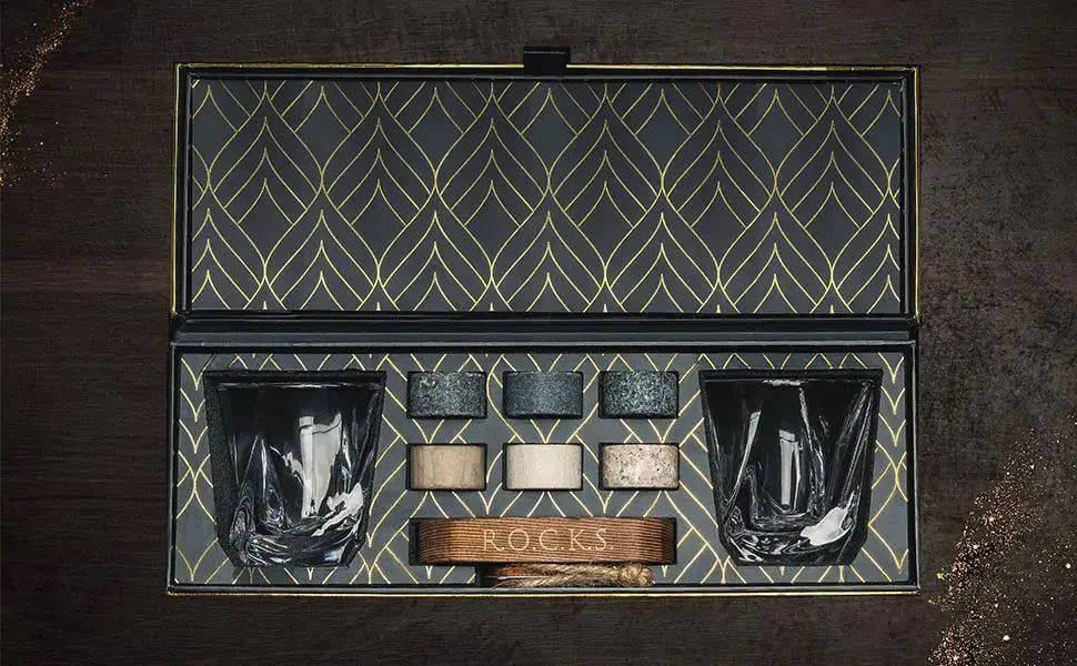 The Connoisseur's Set - Whiskey Stones & Twist Glass Edition EZE®