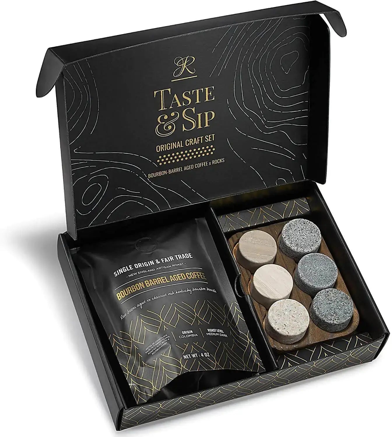 The Gourmet Gift Set - Whiskey Stones & Bourbon Barrel Aged Coffee EZE®