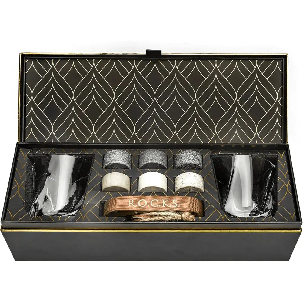 The Connoisseur's Set - Whiskey Stones & Twist Glass Edition EZE®