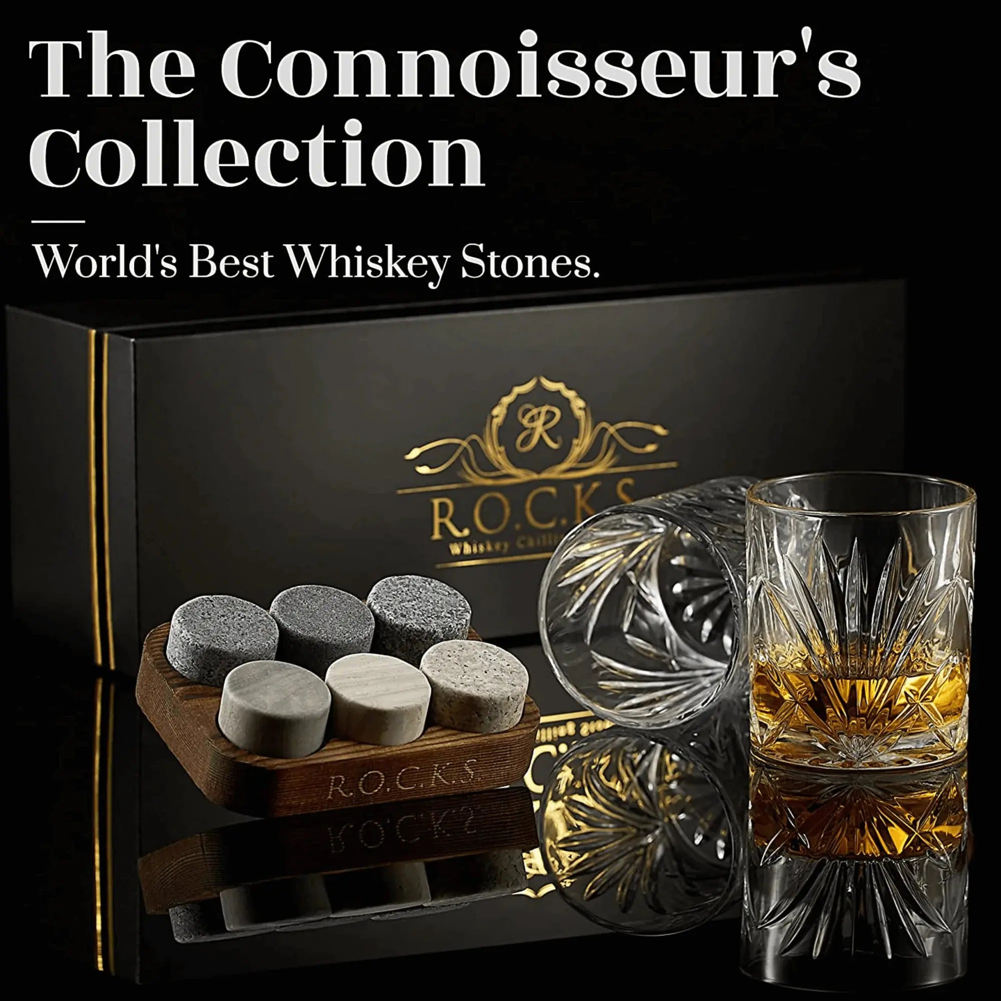 The Connoisseur's Set - Whiskey Stones & Palm Glass Edition EZE®